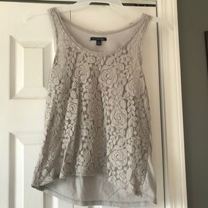 Silver floral tank top from American eagle